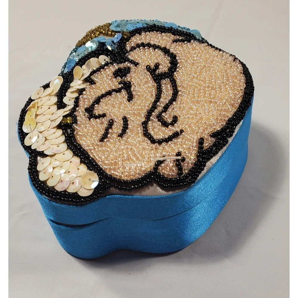 Popeye Silk Beaded Sequin trinket jewelry box